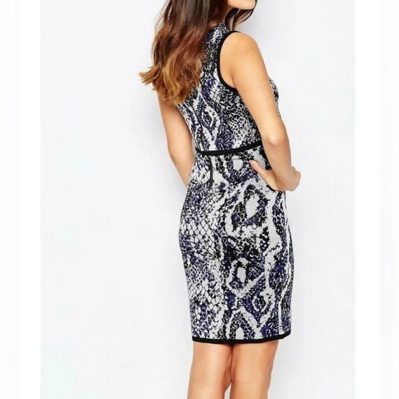 French Connection | NWT Blue Spotlight Sleeveless Snake-Print Dress Sz 6 - Picture 6 of 10